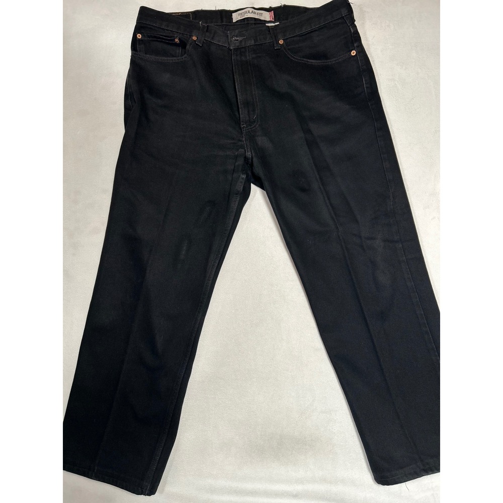Levi's 505 Regular Fit Jeans Mens‎ 38x28 Black Denim Straight Leg Pants altered